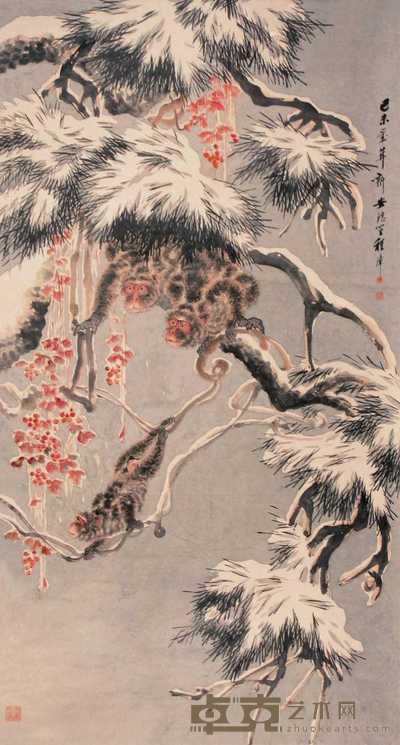 程璋 己未(1919年)作 猴 立轴 177×94cm